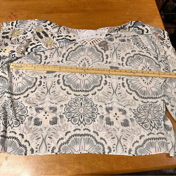 Chico’s Women's Sz S/M Bold Ruana Open Front Kimono Geometric Lace Lightweight - Picture 5 of 5